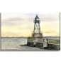 Preview: Stretcher frame canvas 40 x 30 cm Watercolor Maritime Art Print North Sea Wilhelmshaven Lighthouse Pier Mole